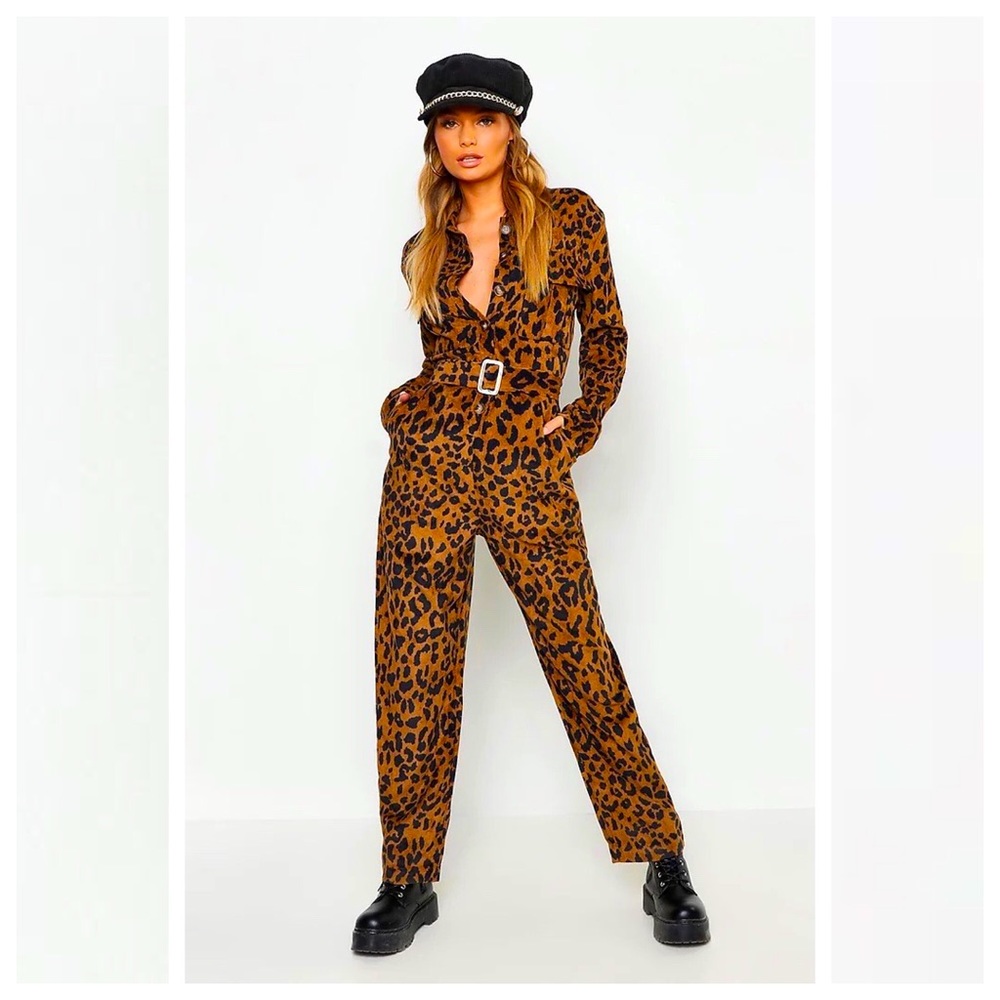 🐆 Boohoo Leopard Cord Boiler Suit S4